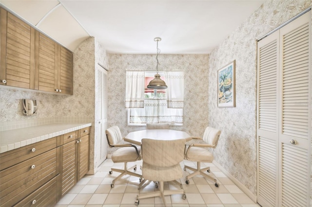 view of tiled dining room