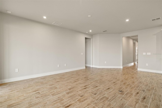 empty room with light wood-type flooring