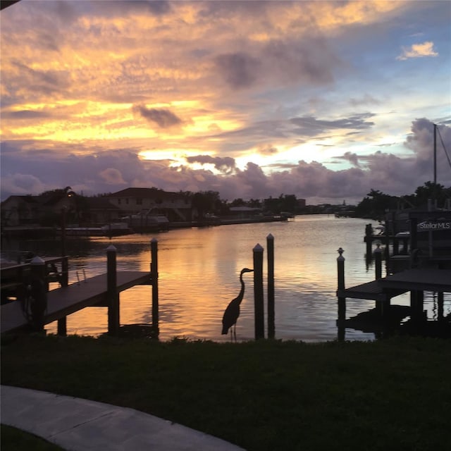 view of dock featuring a water view