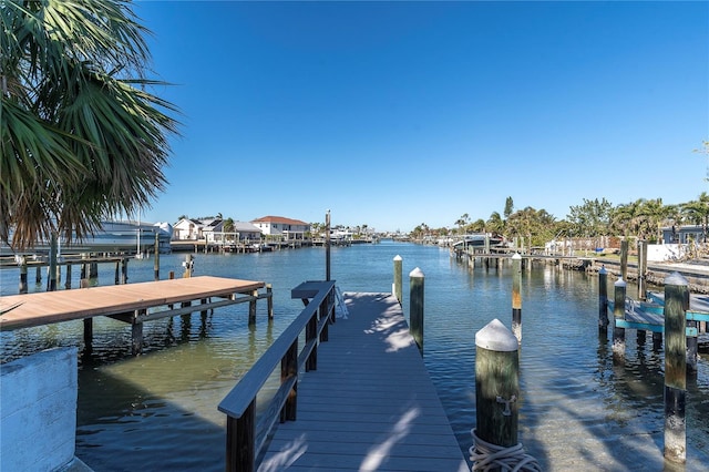 dock area with a water view