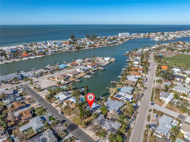 505 80th Ave, St Pete Beach, FL 33706 - aerial view of property and surrounding area featuring a nearby body of water and nearby suburban area