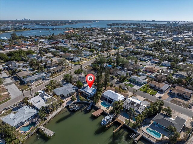 505 80th Ave, St Pete Beach, FL 33706 - bird's eye view featuring a residential view and a water view