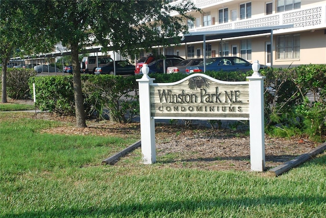 view of community sign