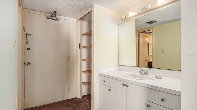 bathroom featuring vanity and a textured ceiling