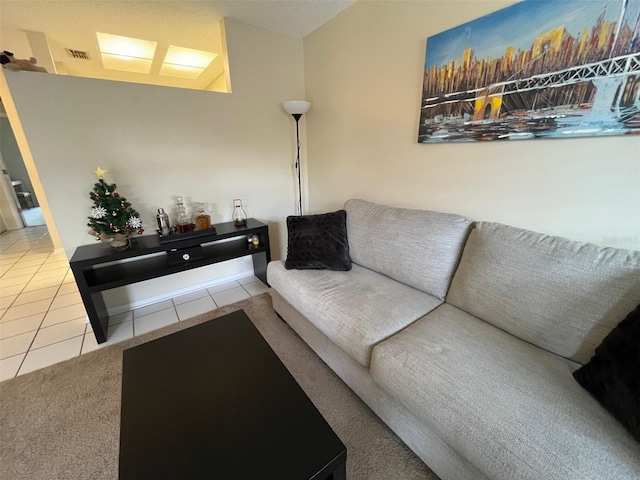 view of tiled living room