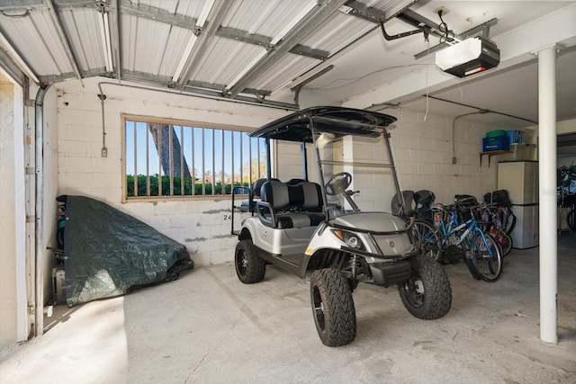 garage with a garage door opener