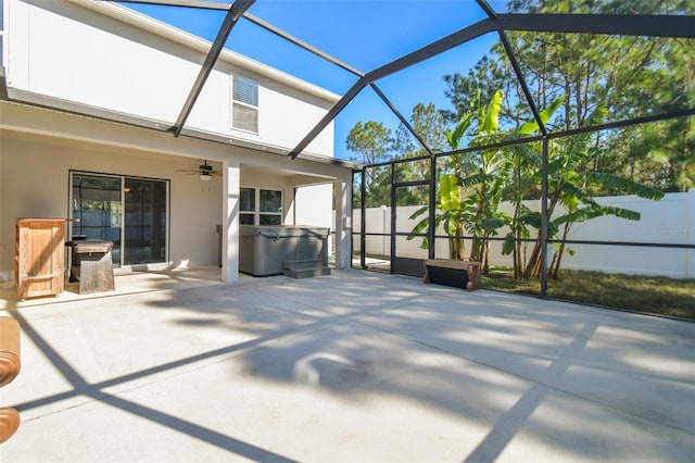 unfurnished sunroom with lofted ceiling