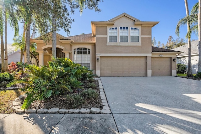 view of front of home with a garage