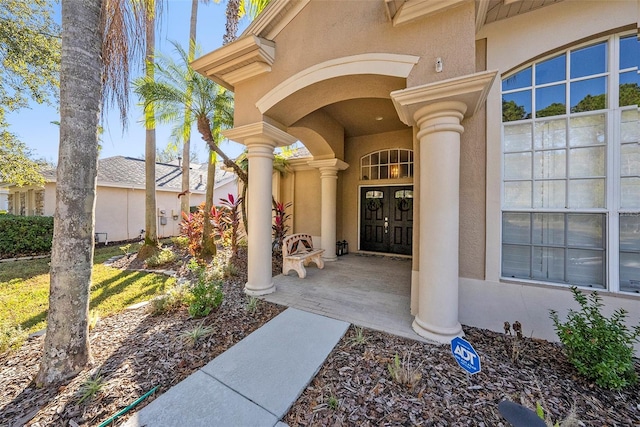 property entrance with french doors