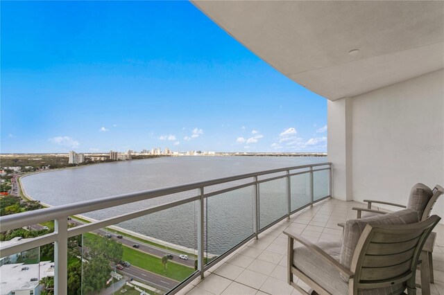 balcony with a water view