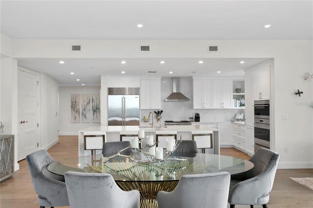 dining room with light hardwood / wood-style floors