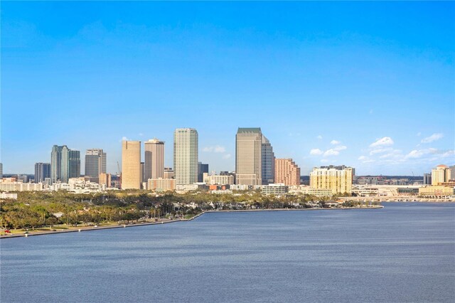 view of city with a water view