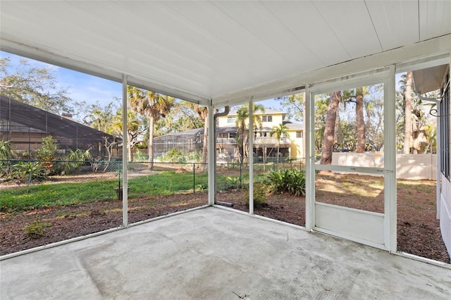 view of unfurnished sunroom