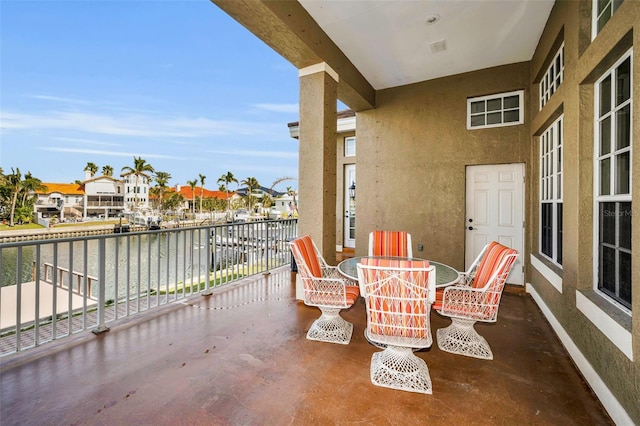 balcony with a water view