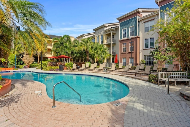 view of pool with a patio area