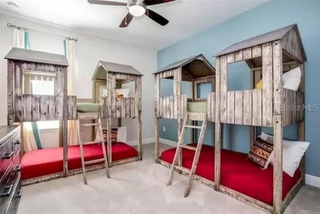 bedroom with carpet floors and ceiling fan