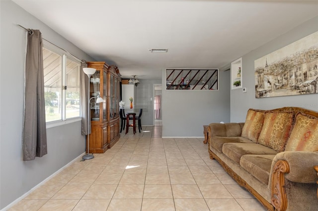 view of tiled living room