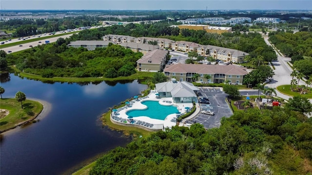 bird's eye view featuring a water view