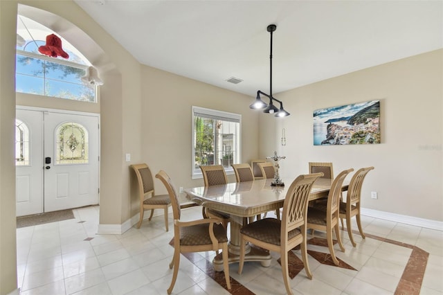 view of tiled dining room