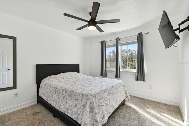 bedroom featuring carpet floors and ceiling fan