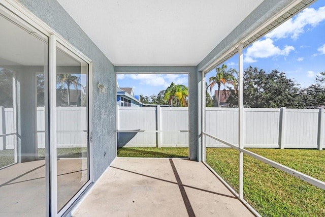 view of unfurnished sunroom