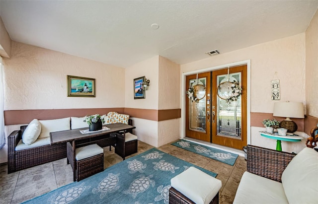 living room with french doors