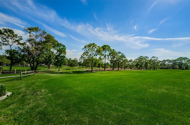 view of property's community with a yard