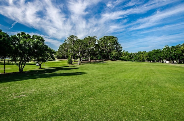 view of property's community with a lawn