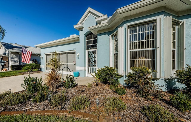 exterior space featuring a garage