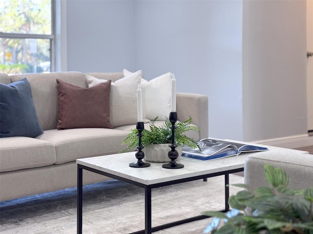 living room with hardwood / wood-style floors