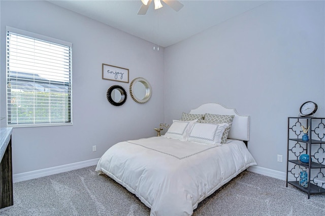 bedroom with carpet flooring and ceiling fan