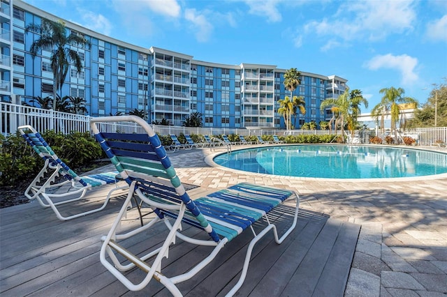 view of pool featuring a patio area