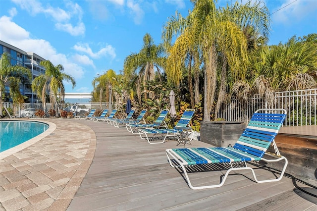 view of pool with a deck