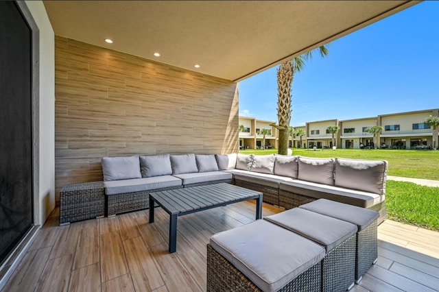 deck featuring an outdoor living space