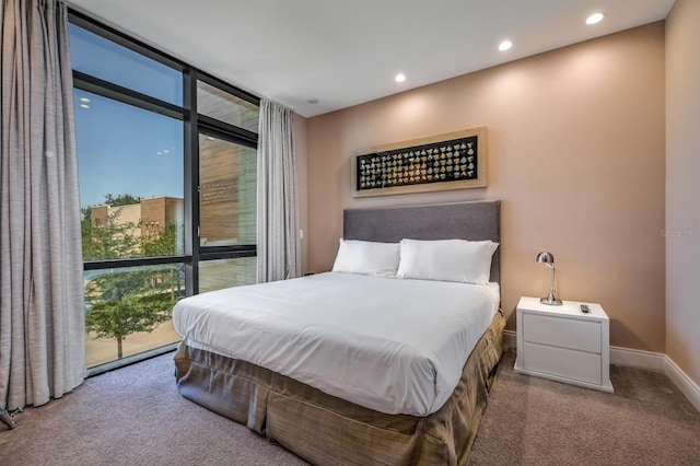 bedroom featuring carpet flooring and access to exterior