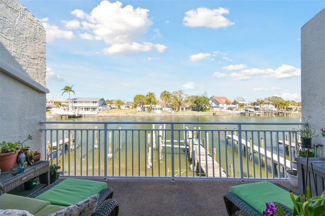 balcony with a water view