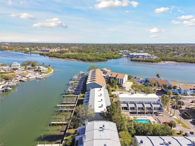 bird's eye view featuring a water view