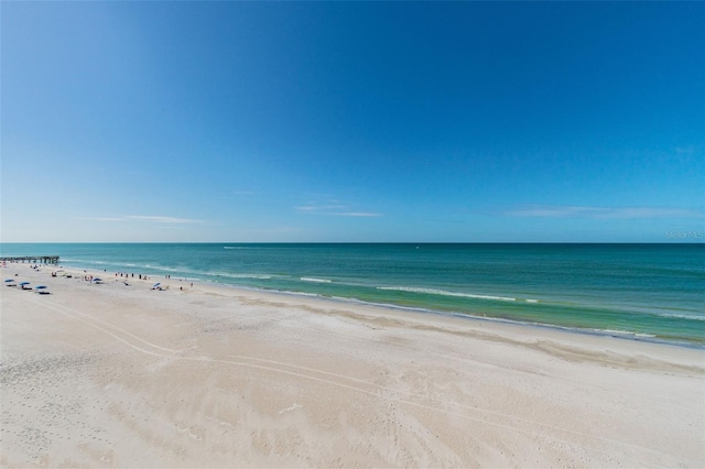 property view of water featuring a view of the beach