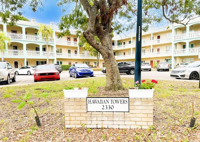 exterior space featuring a parking lot