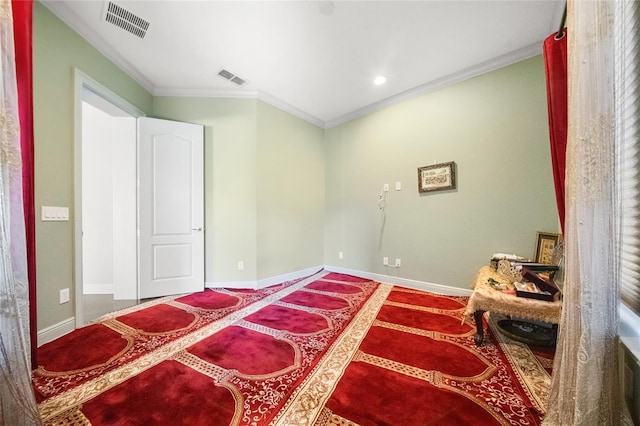 bedroom with ornamental molding