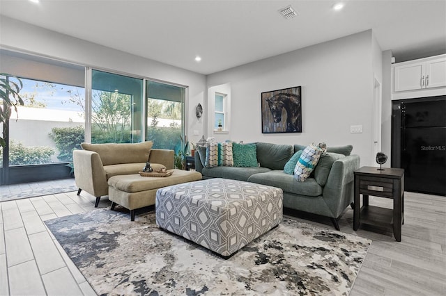 living room featuring light hardwood / wood-style floors