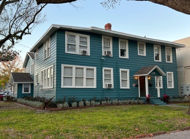 colonial house with a front lawn