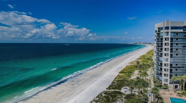 property view of water with a beach view