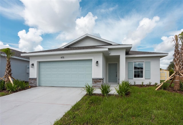 475 Winwood Ct, Port Charlotte, FL 33954 - ranch-style house featuring driveway, stone siding, an attached garage, and roof with shingles