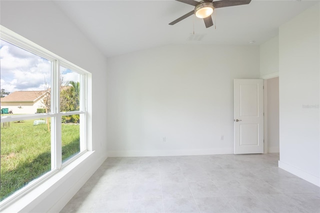 475 Winwood Ct, Port Charlotte, FL 33954 - spare room with lofted ceiling, healthy amount of natural light, ceiling fan, and baseboards