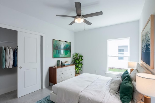 475 Winwood Ct, Port Charlotte, FL 33954 - bedroom with a closet, light tile patterned floors, and a ceiling fan