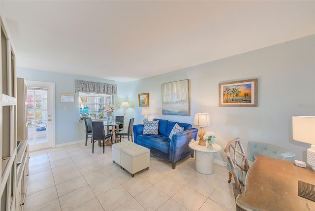 view of tiled living room