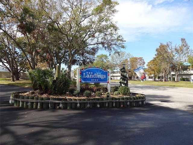 view of community sign