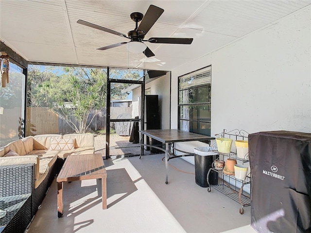 view of patio / terrace featuring outdoor lounge area and ceiling fan