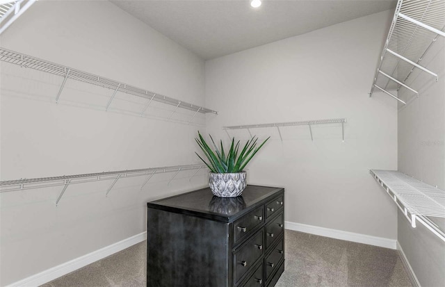 spacious closet with dark carpet